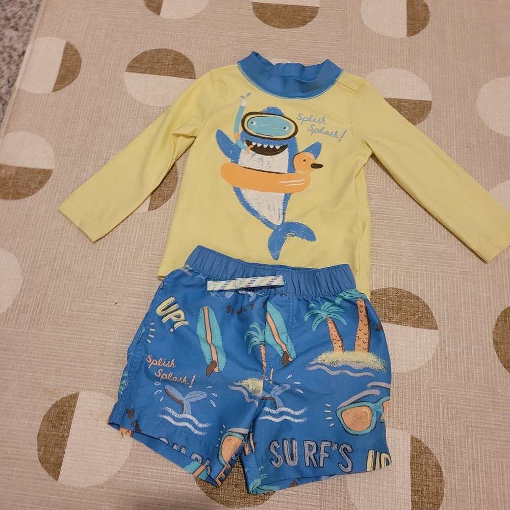 Swim trunks and rashguard